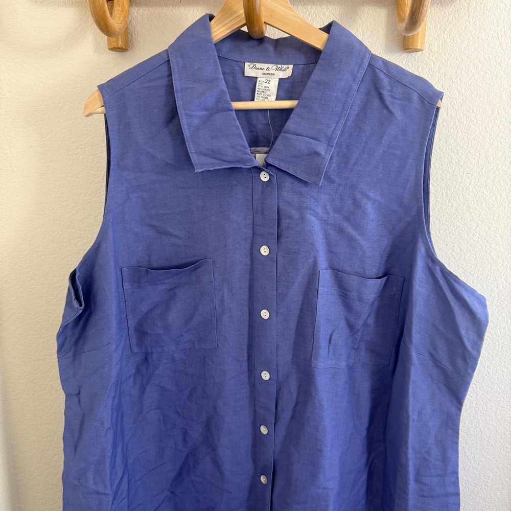 NWT vintage Deane&white linen blend maxi purple sleeveless shirt dress size 22